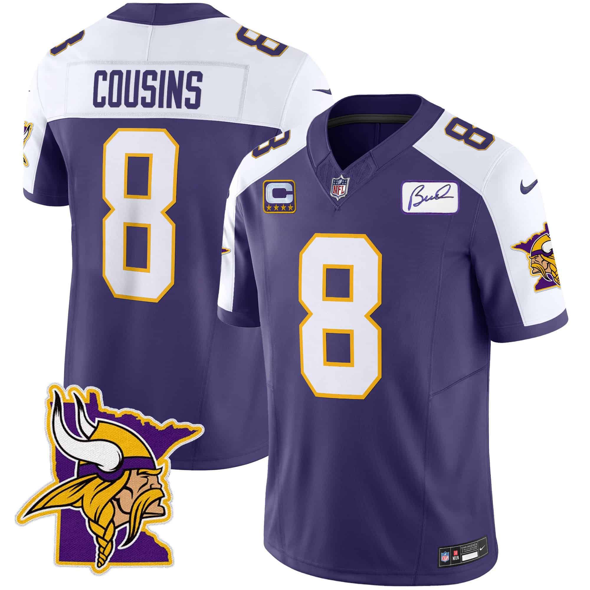 Men Minnesota Vikings #8 Cousins Purple 2024 Nike Patch Classic Limited NFL Jersey->indianapolis colts->NFL Jersey